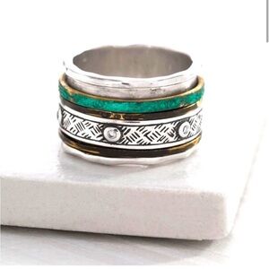 Silpada Isabella Spinner Sterling
Silver Patina Brass Ring Size 6